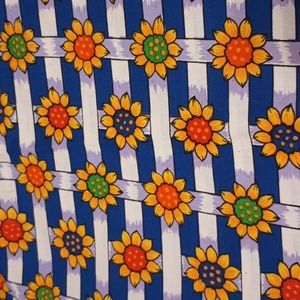90s VTG 3yd Cotton Fabric Sunflower Gate Fence